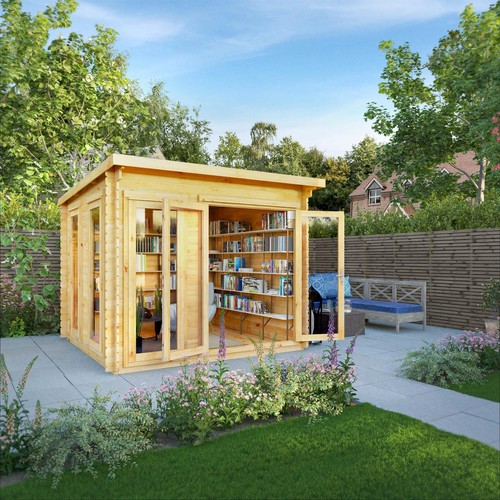 Wooden log cabin pent - log,