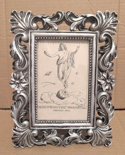Framed antique religious card - framed,