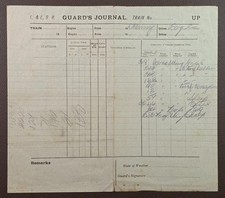 1910s Londonderry & Lough Swilly Railway Guard’s Journal Form