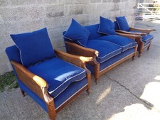 ANTIQUE BERGERE 3 PIECE SUITE