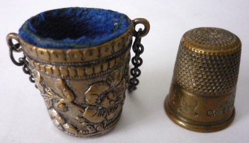 Old metal thimble holder - old,