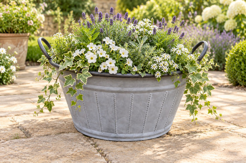 Large galvanised metal garden - galvanised,