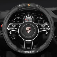  For 1990-2025 Porsche All Cars 15" PU Leather+Carbon fiber Steering Wheel Cover