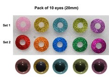 SET 10 Plastic 3D Sparkle Glitter Safety Eye 16-20 mm Doll Amigurumi Teddy Bear