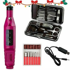 Professional Electric Nail File Drill Portable Manicure Pedicure Machine USB Set