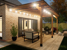 Wooden Lean to Pergola with Black Bitumen Corrugated Roof