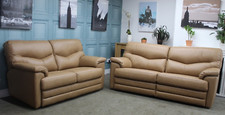G PLAN STRATFORD ELECTRIC 3 SEATER & STATIC 2 SEATER SOFAS, REGENT SAND LEATHER