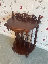 Victorian Style Mahogany Canterbury Side Table Magazine Rack Fretwork Storage