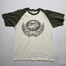 Chevrolet Camaro Shirt Mens Large White Green Raglan Graphic Car Tee