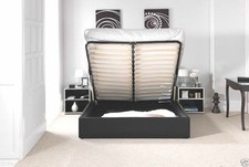 CHOOSE STANDARD OR OTTOMAN STORAGE LEATHER BED BLACK BROWN WHITE WITH MATTRESS