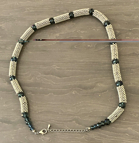 Black silver necklace - &, round