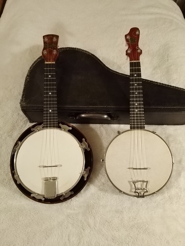 Two vintage banjo ukuleles - banjo,