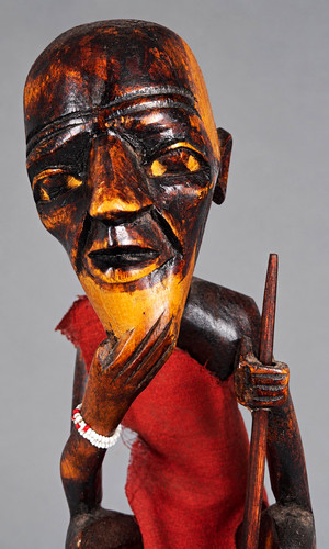 African carved wooden seated - african,