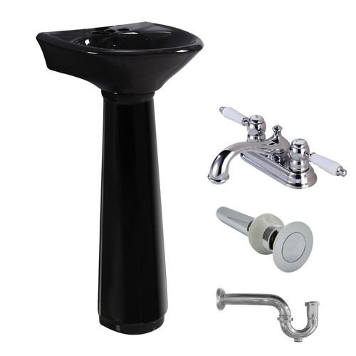 Black bathroom small - black, pedestal
