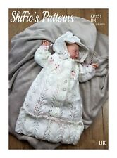 Knitting Patterns for Baby, Knitted Hooded Sleeping Bag Pattern, DK, KP151