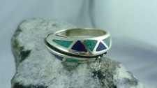 Ring Chip Inlay Jade Native American Western Jewelry Hopi Navajo 925 Sterling Silver