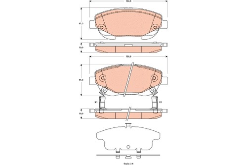Front brake pad set disc - set,