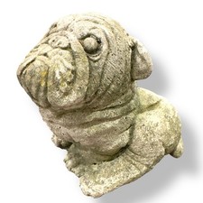 Vintage Garden British Bulldog 6” Weathered Heavy Stone Concrete Ornament