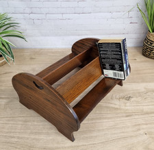 Vintage Oak Wooden Book Trough Double Sided Desktop Stand Table Rest, 2 Shelves