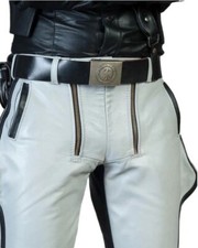 Mens White & Black Leather