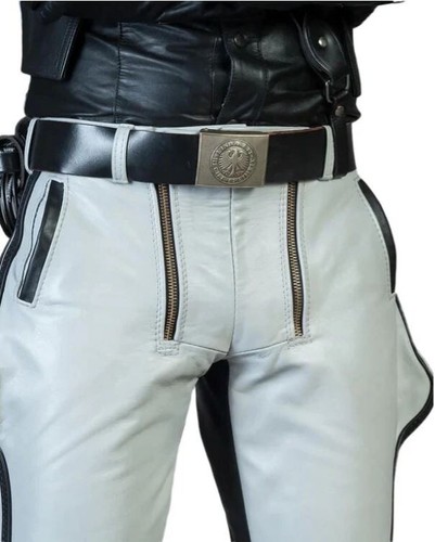 Mens white black leather - &,