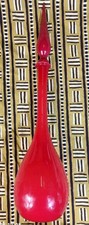 Beautiful Rare Large Vintage Mid-century Empoli Red Glass Genie Bottle 