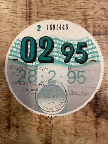 Old february 1995 tax disc - february,