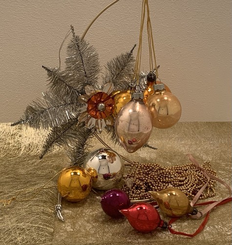 Vintage mercury glass baubles - glass,