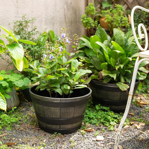 Pack half barrel planter - half,