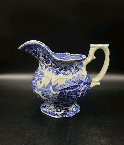 Vintage blue white transfer - blue, &
