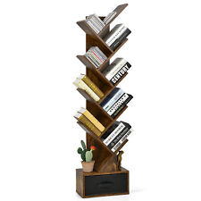 Tree Bookshelf 59” Narrow Free-standing Bookcase Storage Organizer-Coffee