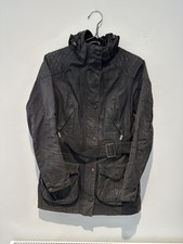 BARBOUR Brown Rebel Wax Jacket size Uk 10 Womens Hooded Casual Outdoors Trench