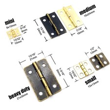 12pcs Mini Small Flat Jewelry Chest Gift Wine Music Wooden Box Hinge with screw