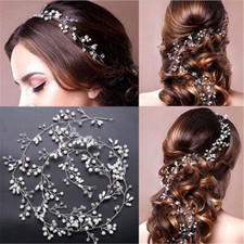 Pearls Wedding Hair Vine Crystal Bridal Accessories Diamante Headpiece UK Seller