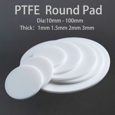 PTFE Plastic Solid Discs Flat Round Pad Sealed Cushioning Diameter 10mm - 100mm