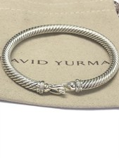 David Yurman 5mm Cable 925 Sterling Silver and Diamonds Buckle Bracelet