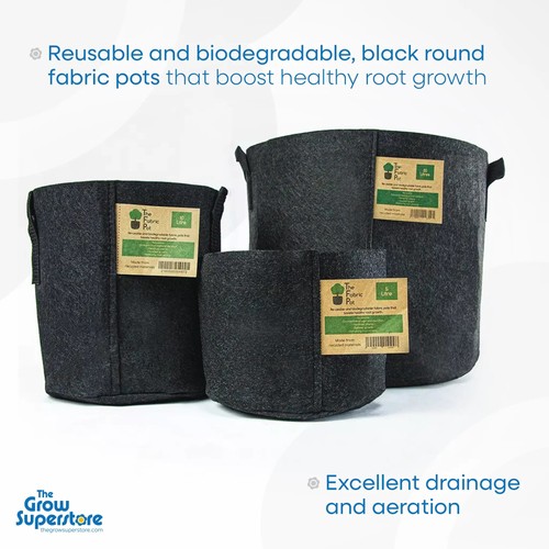 Black round fabric pot - fabric,