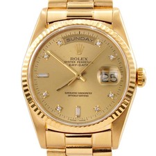 Mens Rolex 18K Gold Day-Date President Watch FACTORY Gold Diamond Dial 18238