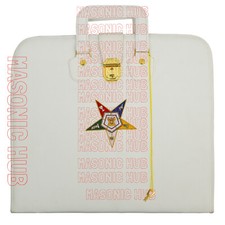 Masonic Regalia Hand Embroidered OES Masonic Apron Case with Handle [ WHITE ]