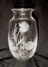 Small Vintage Edinburgh Crystal Vase With Etched Floral Motif 13cm Tall Signed