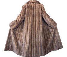 Real PASTEL DAWN Female MINK Fur Coat Full Length Long Pale Brown S/M 10/12