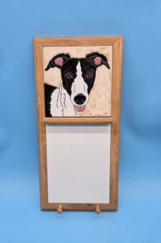 Whippet dog painted tile memo - whippet,