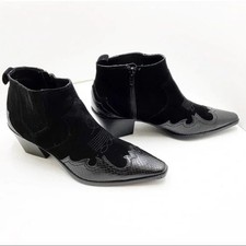 Zara cowboy boots Split Leather/Suede Heeled Cowboy cowgirl country Ankle 37