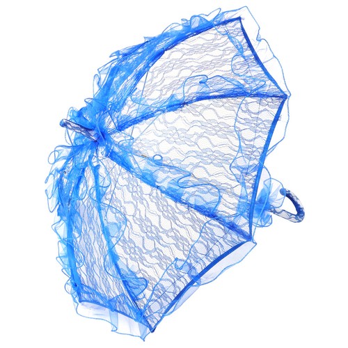 Blue lace wedding parasol - lace,