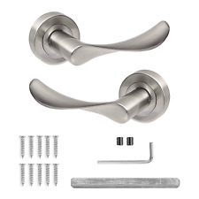 Brushed Chrome Internal Door Lever Handle Pack Latch Sash Bathroom Lock Kit Set