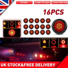 8x Amber & Red Round 16 LED