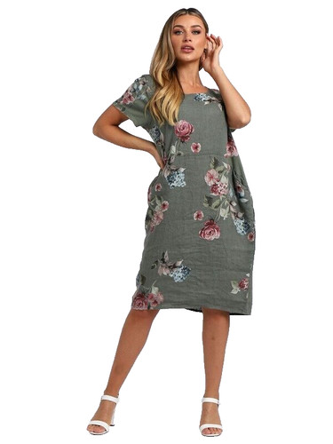 Italian linen floral - linen, dress