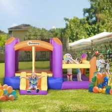 Bouncy Castle with Slide Pool Inflatable Trampoline W/ Blower 2.8 x 2.5 x 1.7m