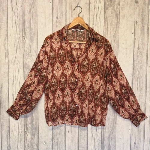 Zara boho sheer printed blouse - zara,