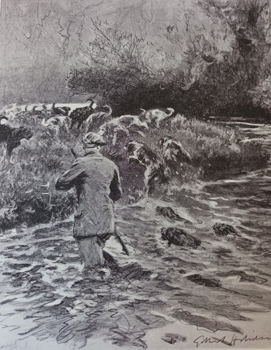 Otter hunting print gilbert - otter,